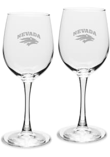 Nevada Wolf Pack Hand Etched Crystal 12oz Set Wine Glass
