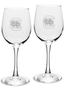 South Carolina Gamecocks Hand Etched Crystal 12oz Set Wine Glass