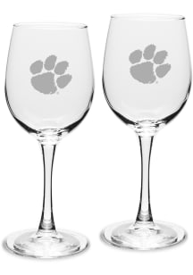 Clemson Tigers Hand Etched Crystal 12oz Set Wine Glass