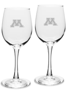 Minnesota Golden Gophers Hand Etched Crystal 12oz Set Wine Glass