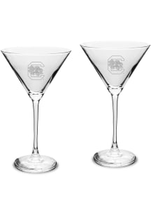 South Carolina Gamecocks Hand Etched Crystal 10oz Set Martini Glass