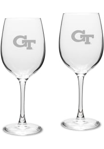 GA Tech Yellow Jackets Hand Etched Crystal 16oz Set Wine Glass