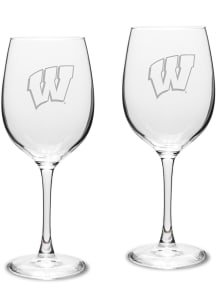 Wisconsin Badgers Hand Etched Crystal 16oz Set Wine Glass