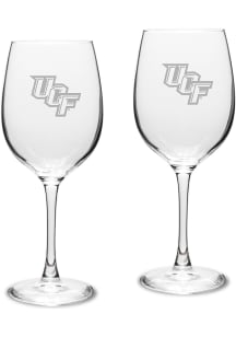 UCF Knights Hand Etched Crystal 16oz Set Wine Glass