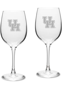 Houston Cougars Hand Etched Crystal 16oz Set Wine Glass