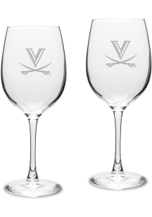 Virginia Cavaliers Hand Etched Crystal 16oz Set Wine Glass