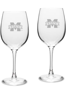 Mississippi State Bulldogs Hand Etched Crystal 16oz Set Wine Glass