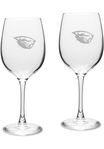 Oregon State Beavers Hand Etched Crystal 16oz Set Wine Glass