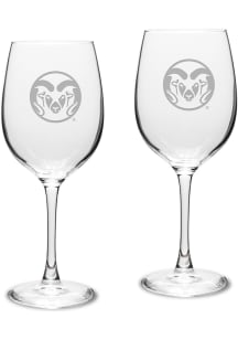Colorado State Rams Hand Etched Crystal 16oz Set Wine Glass