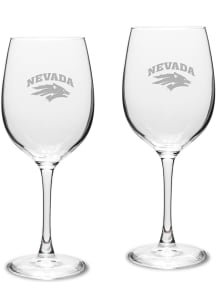 Nevada Wolf Pack Hand Etched Crystal 16oz Set Wine Glass