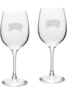 UNLV Runnin Rebels Hand Etched Crystal 16oz Set Wine Glass