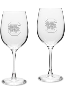 South Carolina Gamecocks Hand Etched Crystal 16oz Set Wine Glass