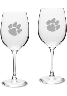 Clemson Tigers Hand Etched Crystal 16oz Set Wine Glass