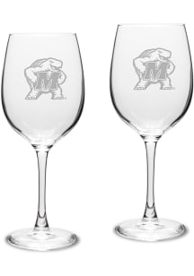 Maryland Terrapins Hand Etched Crystal 16oz Set Wine Glass