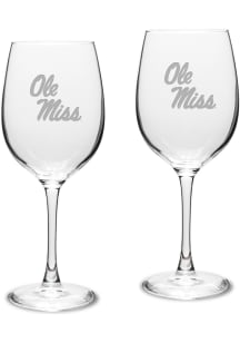 Ole Miss Rebels Hand Etched Crystal 16oz Set Wine Glass