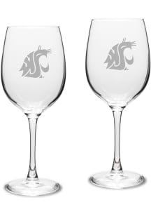 Washington State Cougars Hand Etched Crystal 16oz Set Wine Glass
