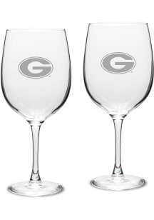 Georgia Bulldogs Hand Etched Crystal 19oz Set Wine Glass