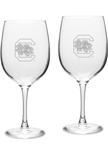 South Carolina Gamecocks Hand Etched Crystal 19oz Set Wine Glass