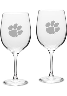 Clemson Tigers Hand Etched Crystal 19oz Set Wine Glass