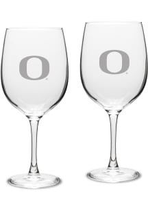 Oregon Ducks Hand Etched Crystal 19oz Set Wine Glass