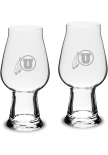 Utah Utes Hand Etched Crystal 18.25oz Luigi Bormioli IPA Set Pint Glass