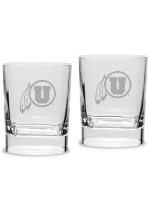 Utah Utes Hand Etched Crystal 11.75oz Luigi Bormioli Set Rock Glass
