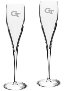 GA Tech Yellow Jackets Hand Etched Crystal 6oz Toasting Set Wine Glass