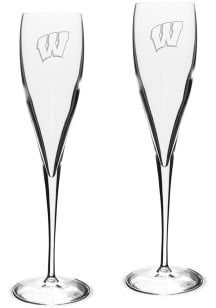 Wisconsin Badgers Hand Etched Crystal 6oz Toasting Set Wine Glass