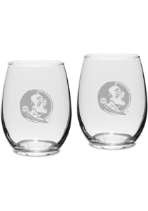 Florida State Seminoles Hand Etched Crystal 15oz Set Stemless Wine Glass