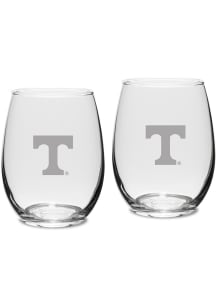 Tennessee Volunteers Hand Etched Crystal 15oz Set Stemless Wine Glass