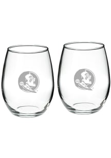 Florida State Seminoles Hand Etched Crystal 22oz Set Stemless Wine Glass