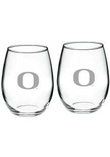 Oregon Ducks Hand Etched Crystal 22oz Set Stemless Wine Glass