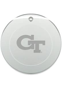 GA Tech Yellow Jackets Hand Etched Crystal Round Ornament