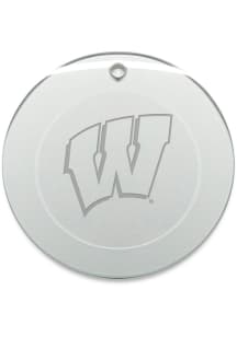 Wisconsin Badgers Hand Etched Crystal Round Ornament