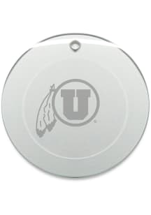 Utah Utes Hand Etched Crystal Round Ornament