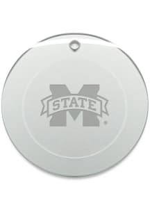 Mississippi State Bulldogs Hand Etched Crystal Round Ornament