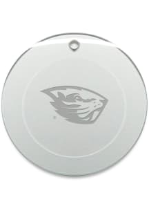 Oregon State Beavers Hand Etched Crystal Round Ornament