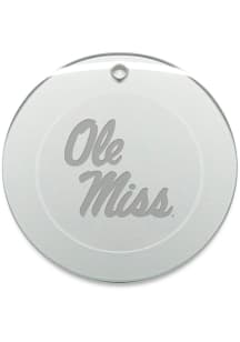 Ole Miss Rebels Hand Etched Crystal Round Ornament