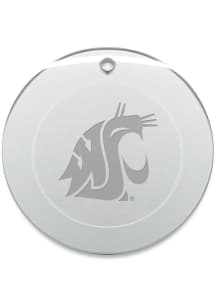 Washington State Cougars Hand Etched Crystal Round Ornament