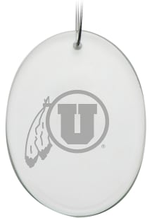 Utah Utes Hand Etched Crystal Oval Ornament