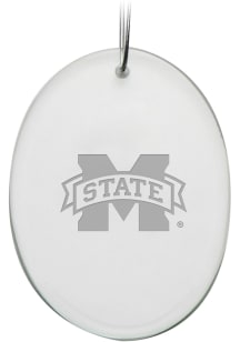 Mississippi State Bulldogs Hand Etched Crystal Oval Ornament