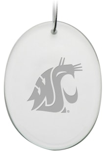 Washington State Cougars Hand Etched Crystal Oval Ornament