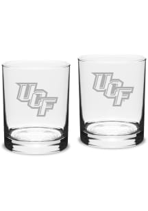 UCF Knights Hand Etched Crystal 14oz Double Old Fashioned Set Rock Glass