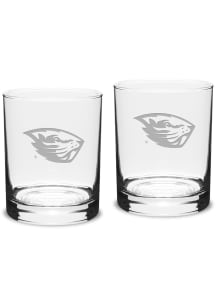 Oregon State Beavers Hand Etched Crystal 14oz Double Old Fashioned Set Rock Glass
