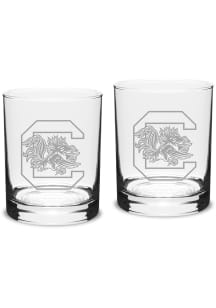 South Carolina Gamecocks Hand Etched Crystal 14oz Double Old Fashioned Set Rock Glass