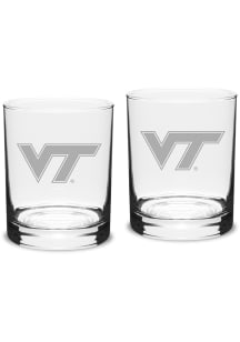 Virginia Tech Hokies Hand Etched Crystal 14oz Double Old Fashioned Set Rock Glass