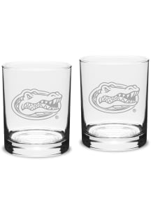 Florida Gators Hand Etched Crystal 14oz Double Old Fashioned Set Rock Glass
