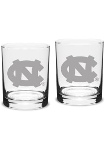 North Carolina Tar Heels Hand Etched Crystal 14oz Double Old Fashioned Set Rock Glass