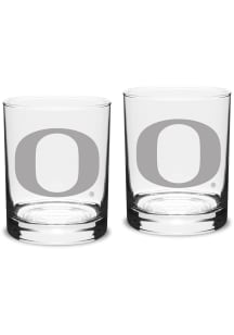 Oregon Ducks Hand Etched Crystal 14oz Double Old Fashioned Set Rock Glass