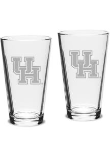 Houston Cougars Hand Etched Crystal 16oz Pub Set Pint Glass